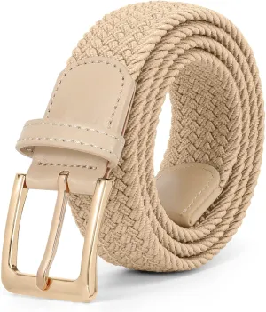 JASGOOD Women Braided Woven Elastic Stretch Belt Men Golf Web Casual Belt for Pants Jeans
