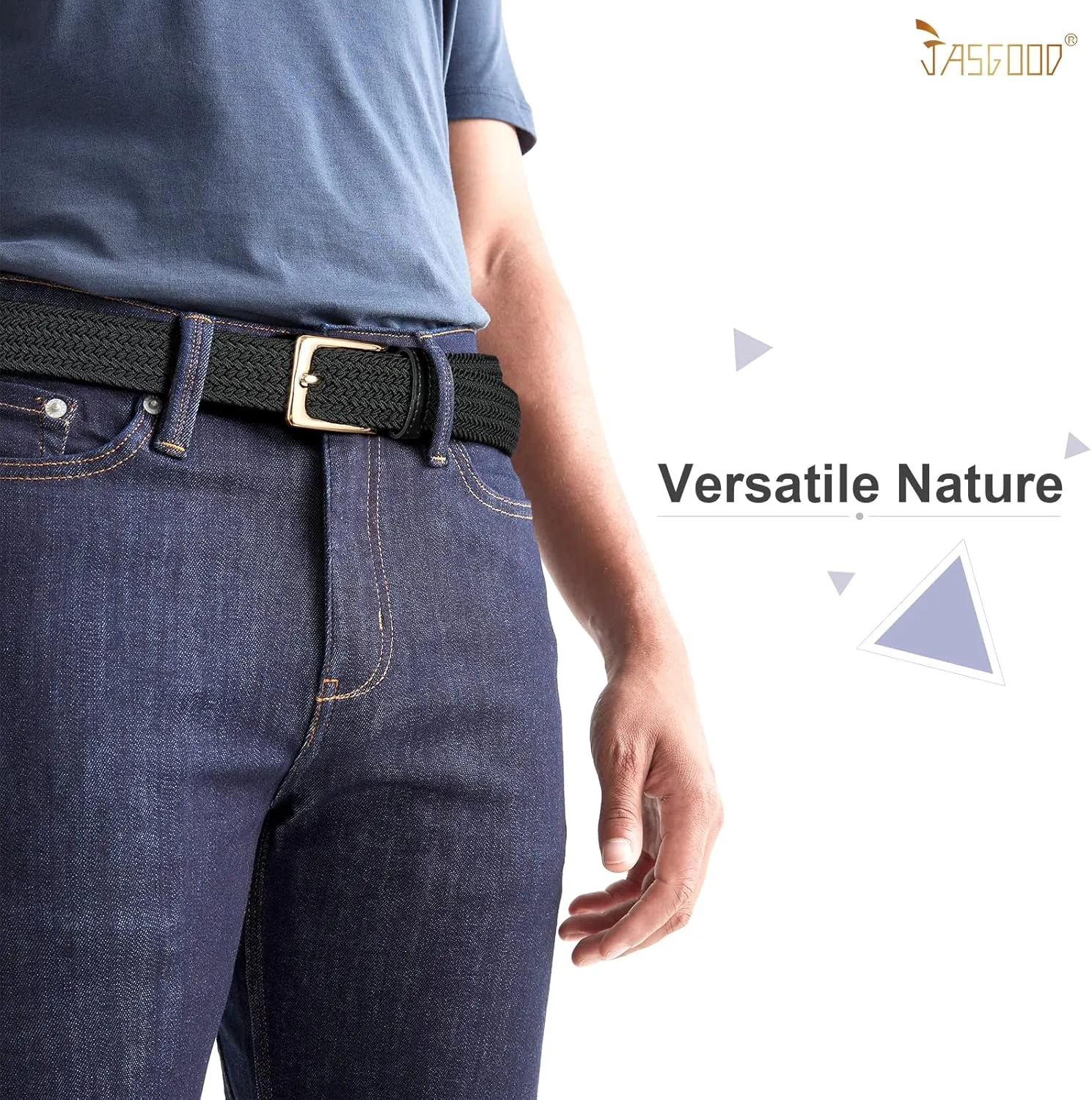 JASGOOD Women Braided Woven Elastic Stretch Belt Men Golf Web Casual Belt for Pants Jeans