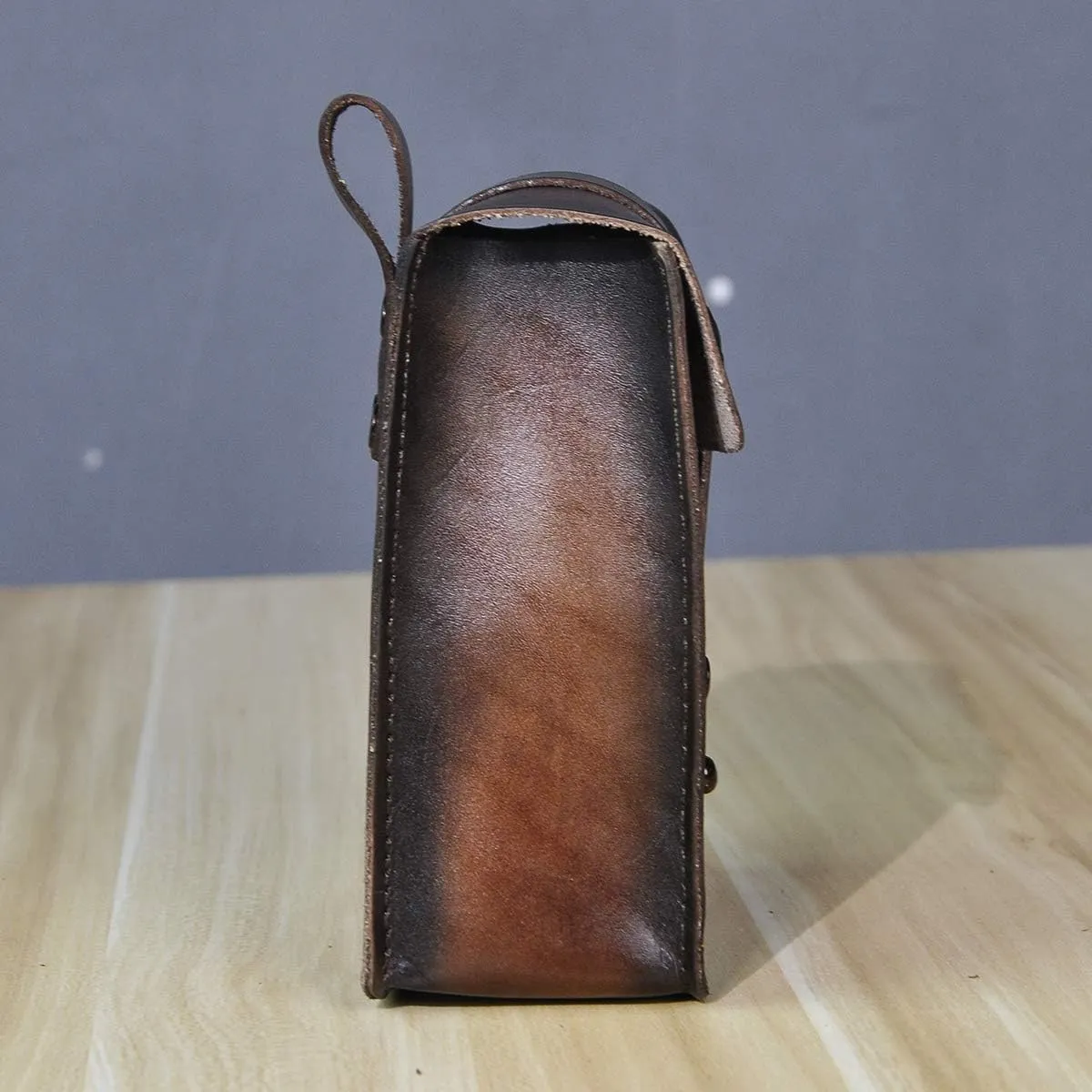 Le'aokuu Mens Womens Unisex Genuine Leather Fanny Waist Pack Hip Bum Hook Belt Hang Bag 5.5" Phone Pouch 1607 (Brown)