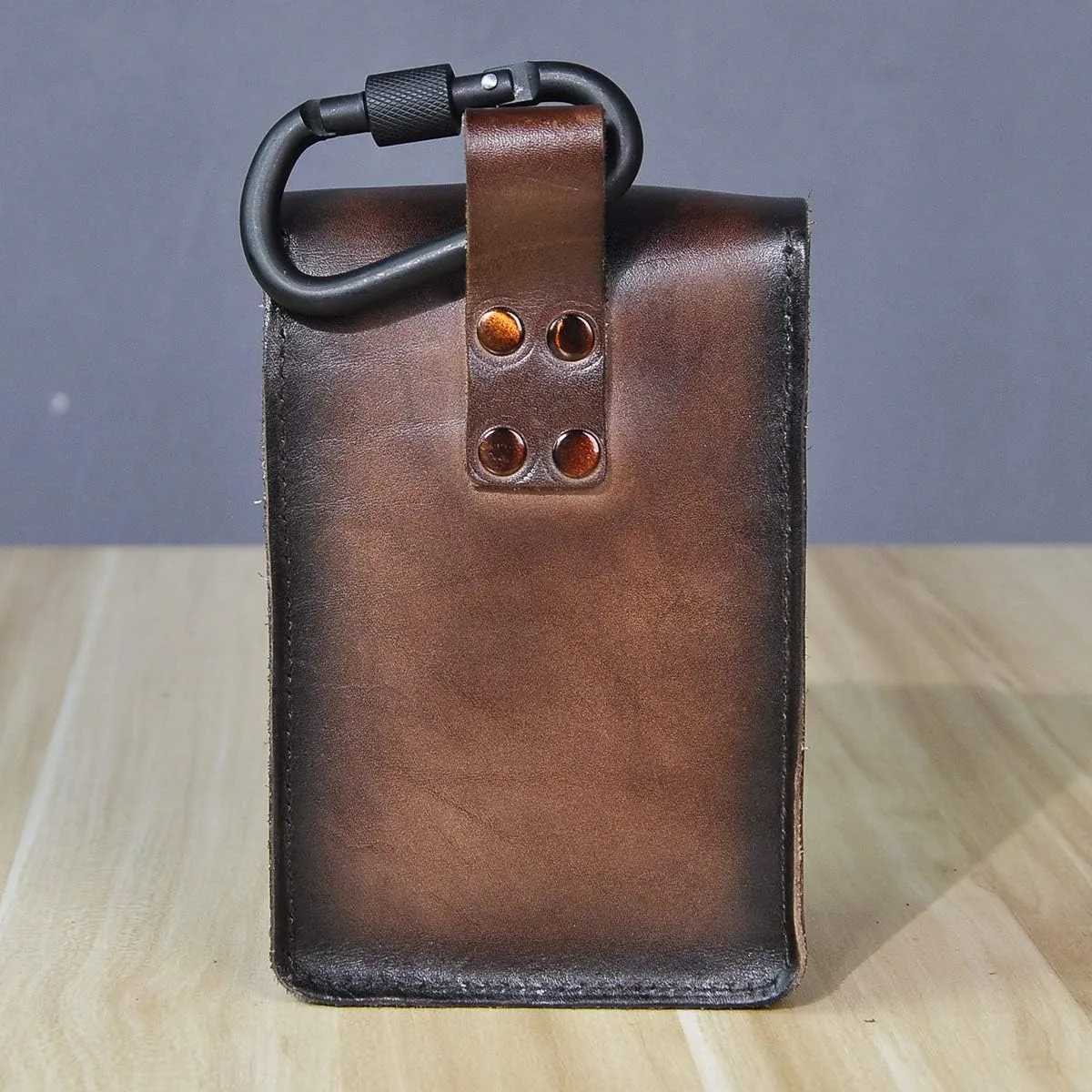 Le'aokuu Mens Womens Unisex Genuine Leather Fanny Waist Pack Hip Bum Hook Belt Hang Bag 5.5" Phone Pouch 1607 (Brown)