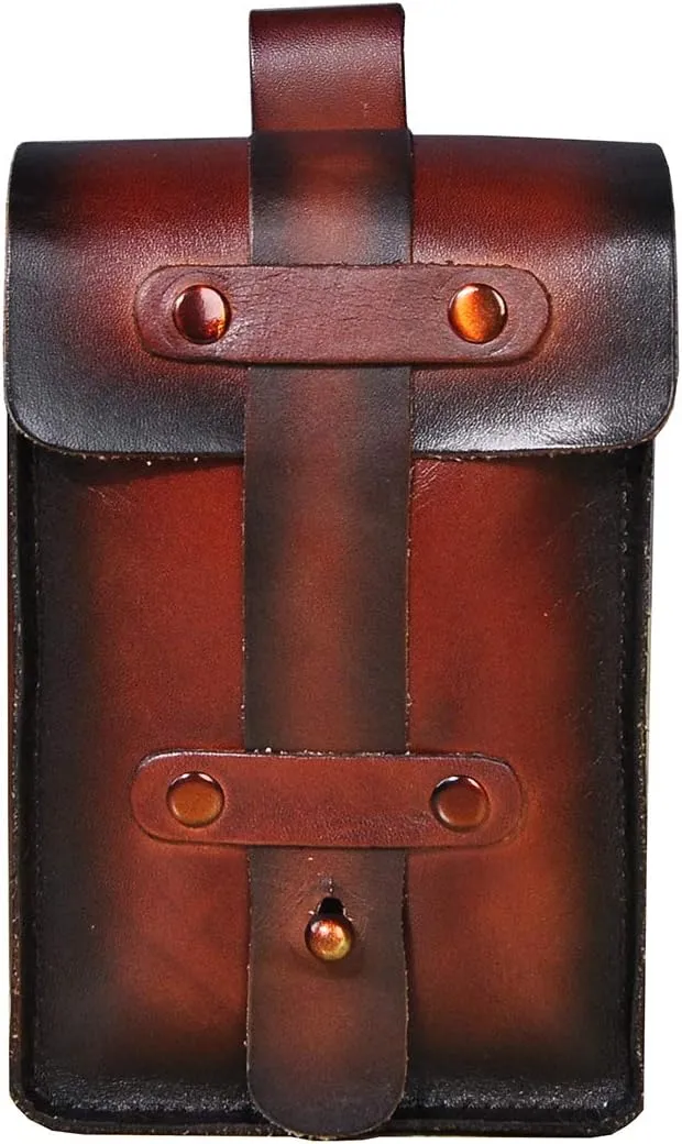 Le'aokuu Mens Womens Unisex Genuine Leather Fanny Waist Pack Hip Bum Hook Belt Hang Bag 5.5" Phone Pouch 1607 (Wine)