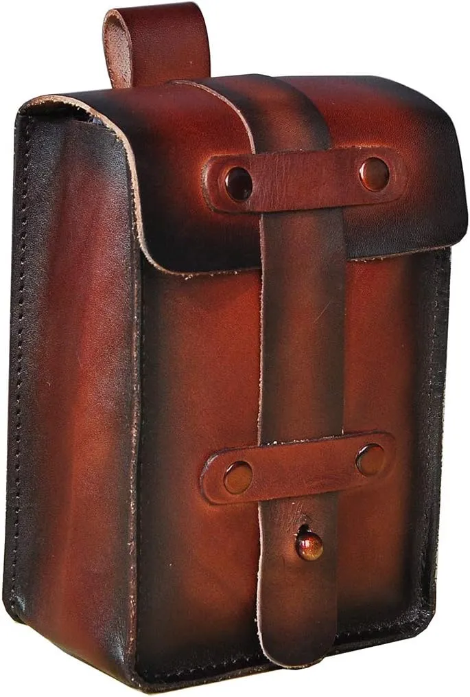 Le'aokuu Mens Womens Unisex Genuine Leather Fanny Waist Pack Hip Bum Hook Belt Hang Bag 5.5" Phone Pouch 1607 (Wine)