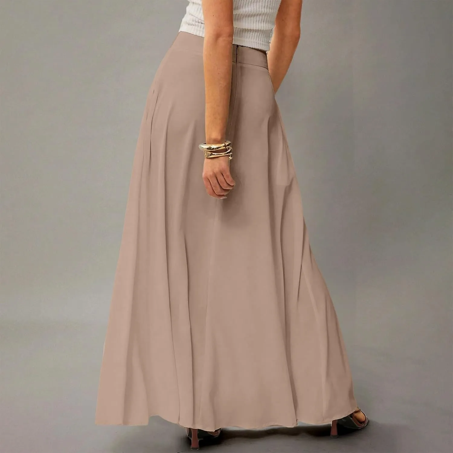 Long Skirts for Women 2025 Summer Vacation High Waisted A Line Skirt Elegant Work Office Flowy Maxi Skirt with Pockets
