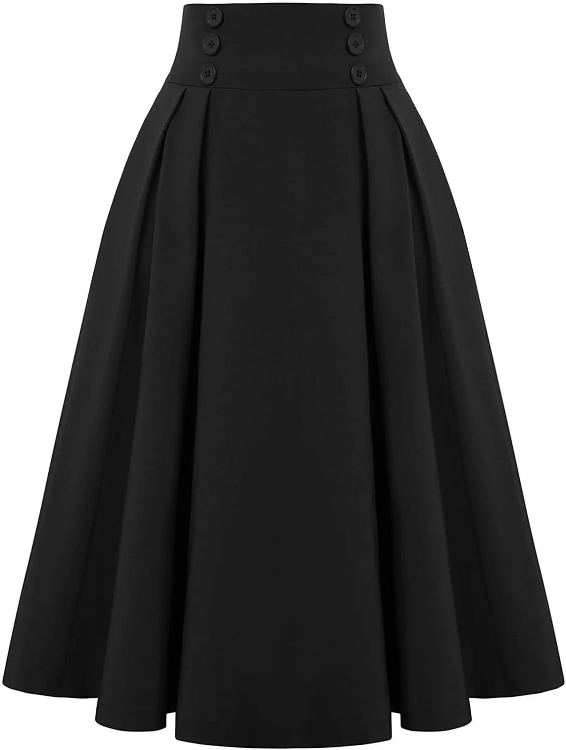 Long Skirts for Women Trendy Vintage Elastic High Waisted Pleated Midi Skirt Casual A Line Flowy Skirt