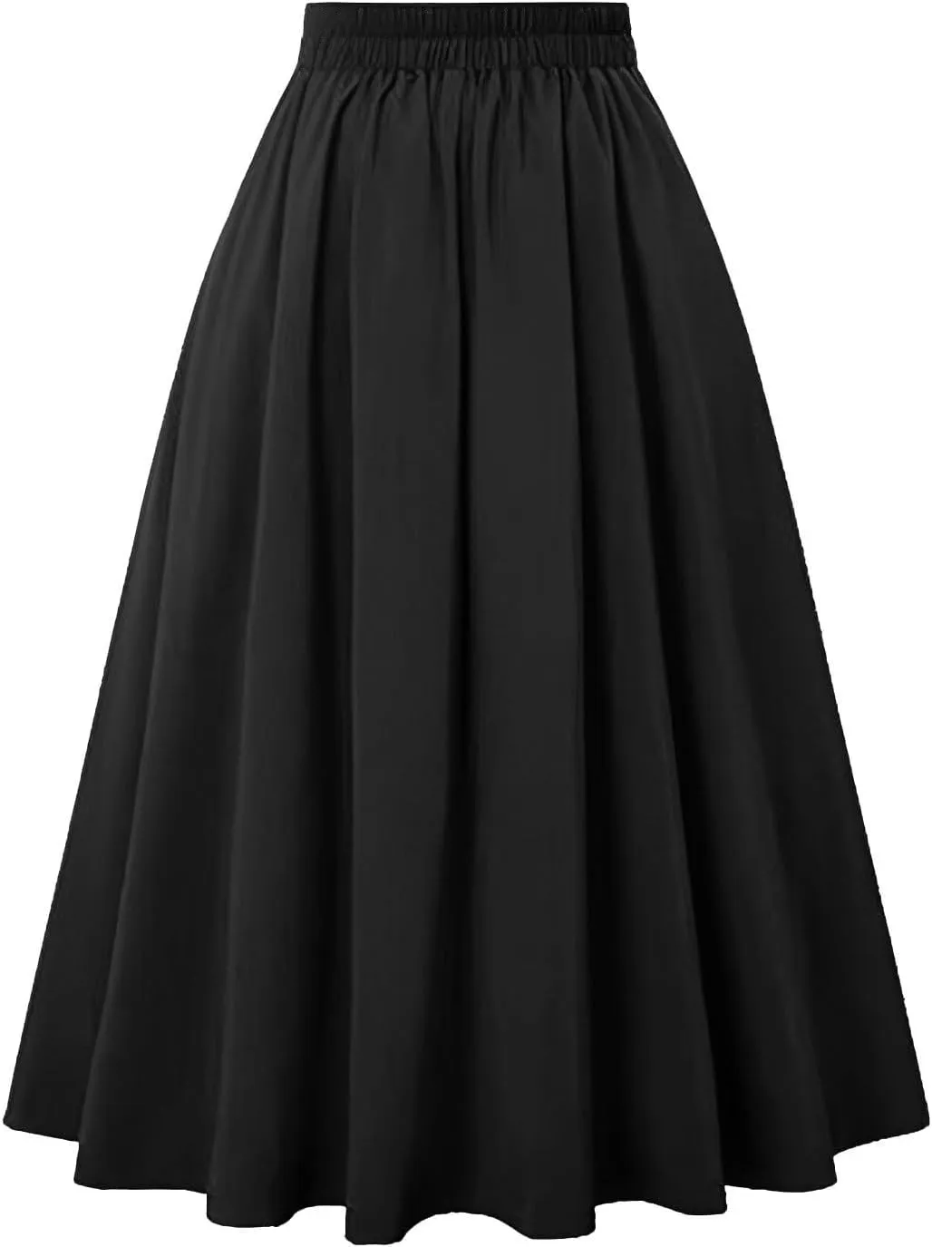 Long Skirts for Women Trendy Vintage Elastic High Waisted Pleated Midi Skirt Casual A Line Flowy Skirt