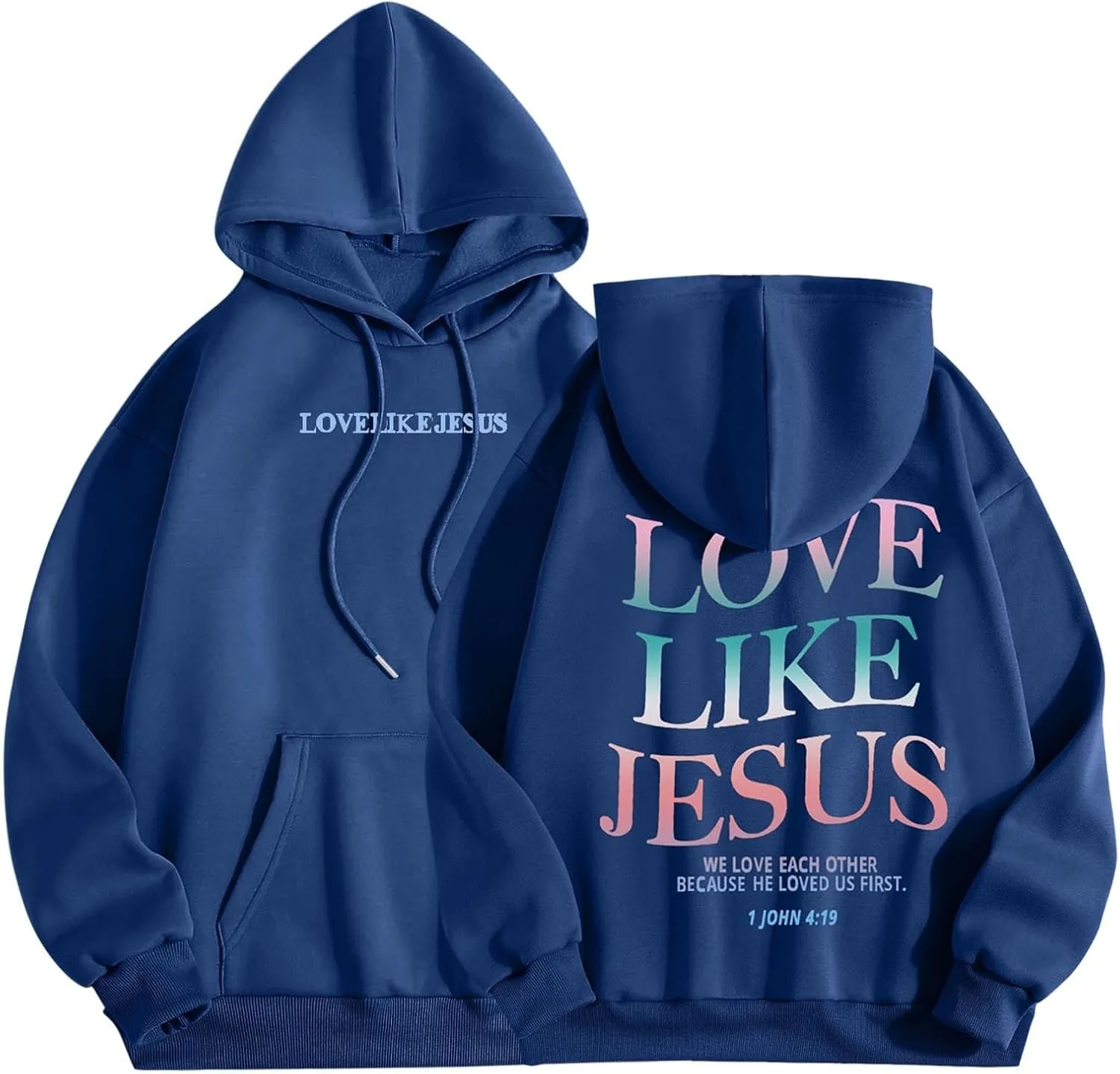 Love Like Jesus Hoodies for Women Oversize Graphic Christian Faith Hoodies Pocket Long Sleeve Drawstring Pullover Sweatshirts