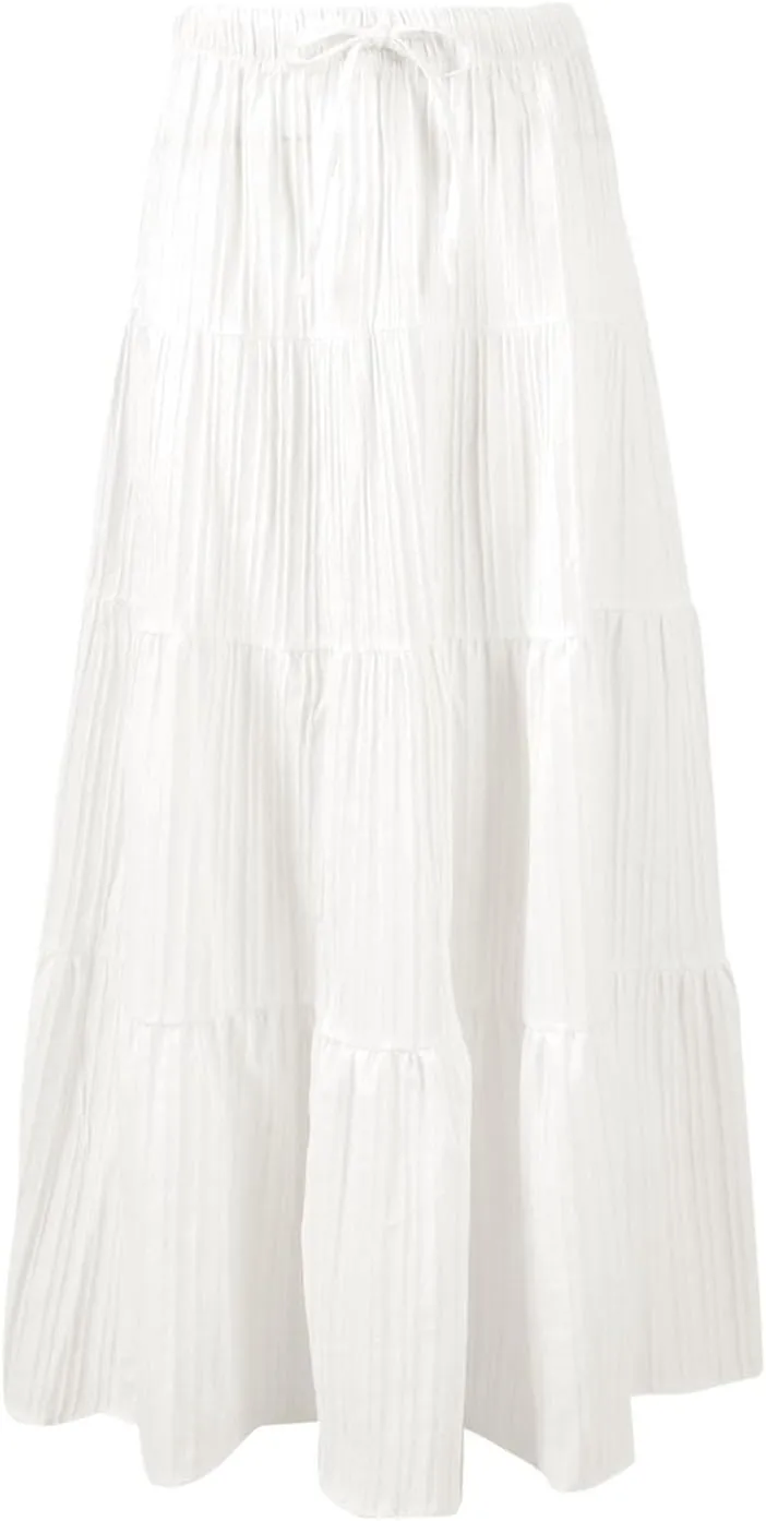 Maxi Skirts for Women 2025 Fashion Boho Long Skirt Summer Beach Swing Ruffle Tiered A-Line Pleated Elastic Waist