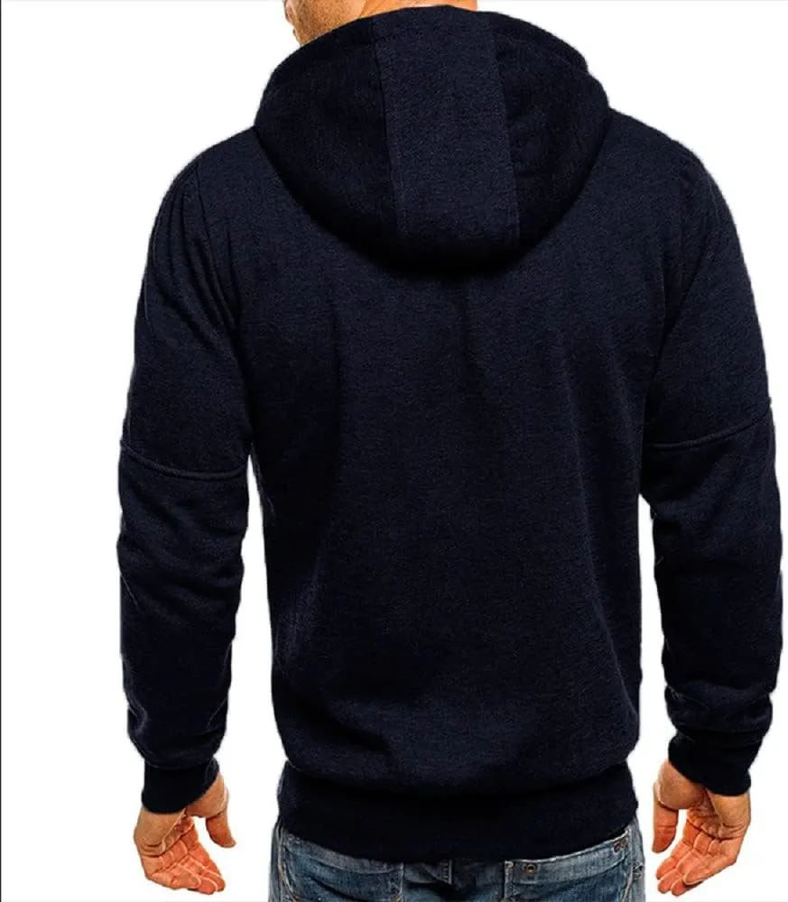 Men Hoodies Casual Hoodies for Men with Zip Pockets Full Zip Long Sleeve Sweatshirt Sports Hooded Jacket
