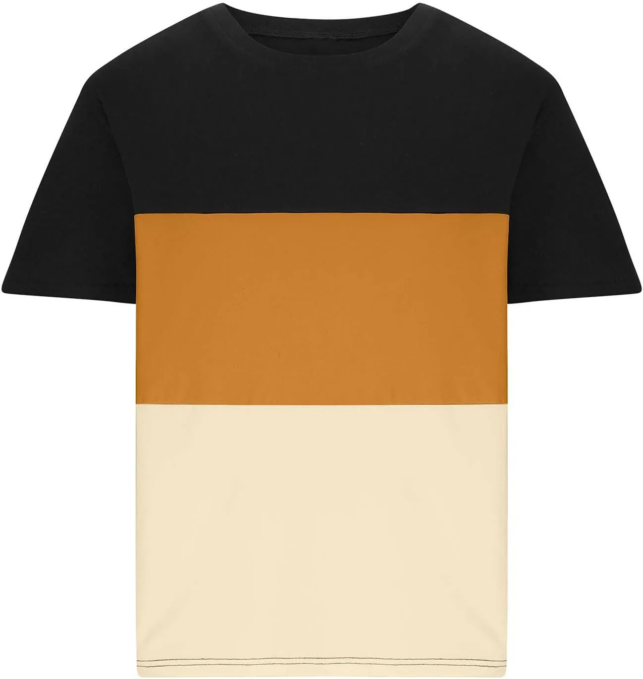 Mens T-Shirts Trendy 2024 Contrasting Color Crew Neck Short Sleeve Tees Moisture Wicking Comfort Loose Shirt