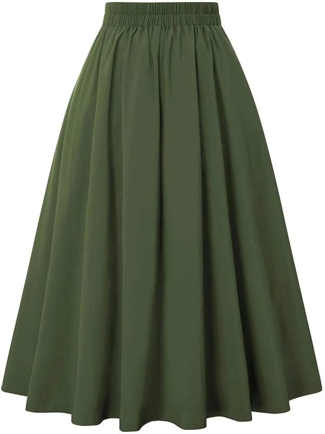Pleated Midi Skirts for Women Trendy Vintage Elastic High Waisted Tweed Long Skirt Casual A Line Flowy Skirt