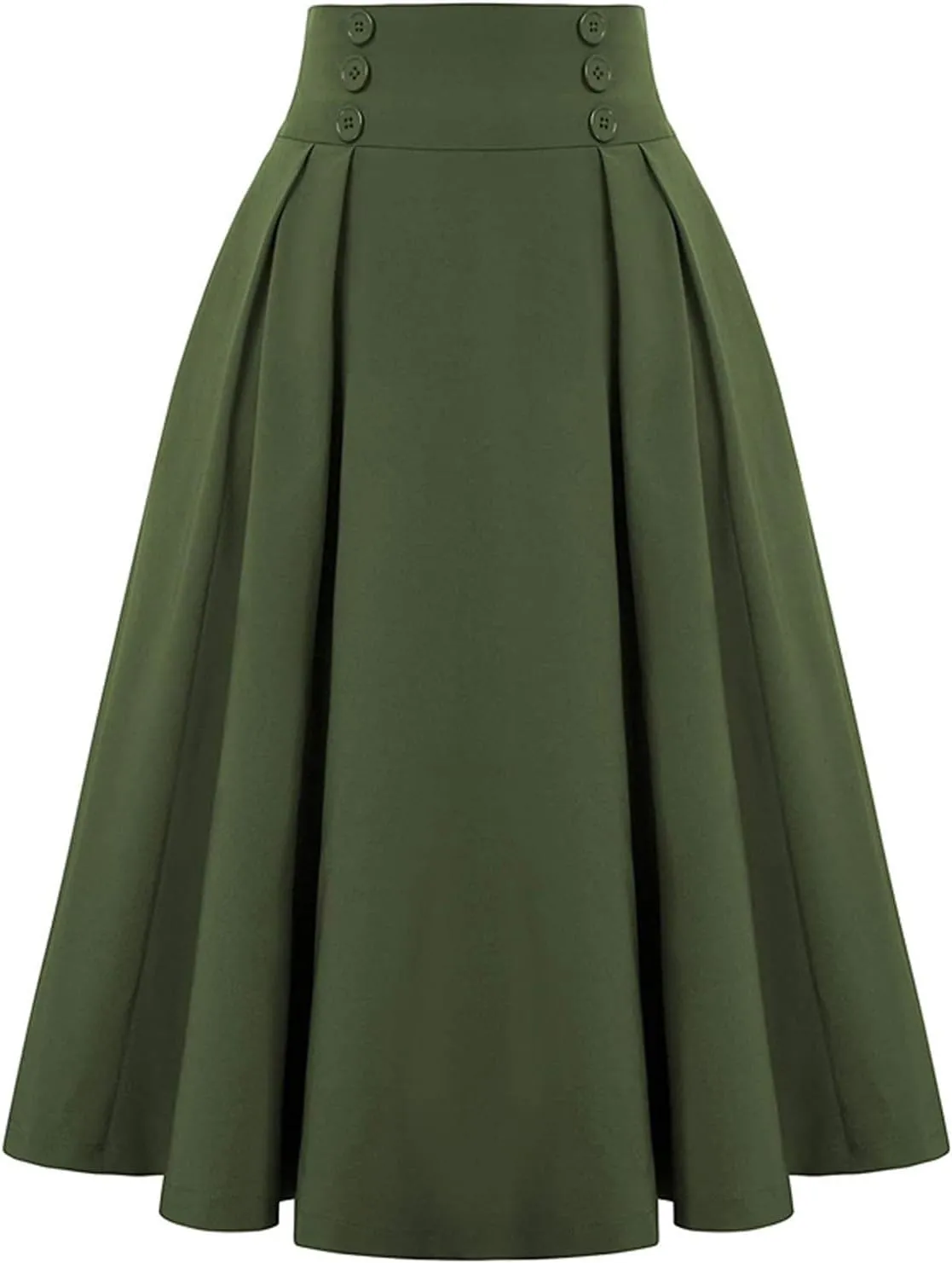 Pleated Midi Skirts for Women Trendy Vintage Elastic High Waisted Tweed Long Skirt Casual A Line Flowy Skirt