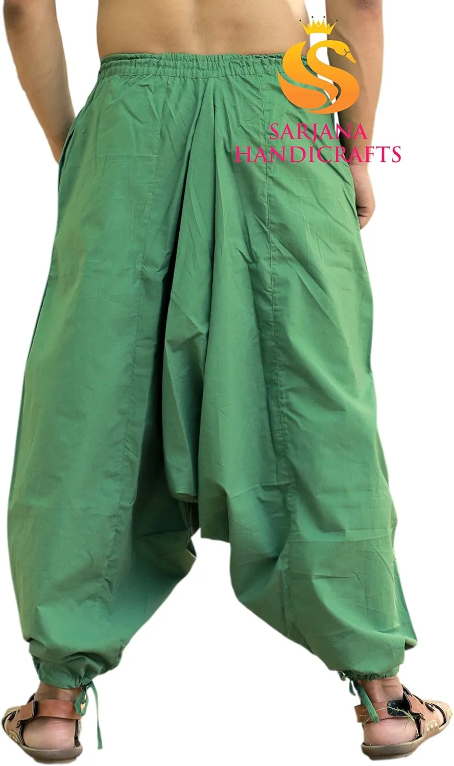 SARJANA HANDICRAFTS Men's Cotton Harem Yoga Baggy Genie Boho Pants