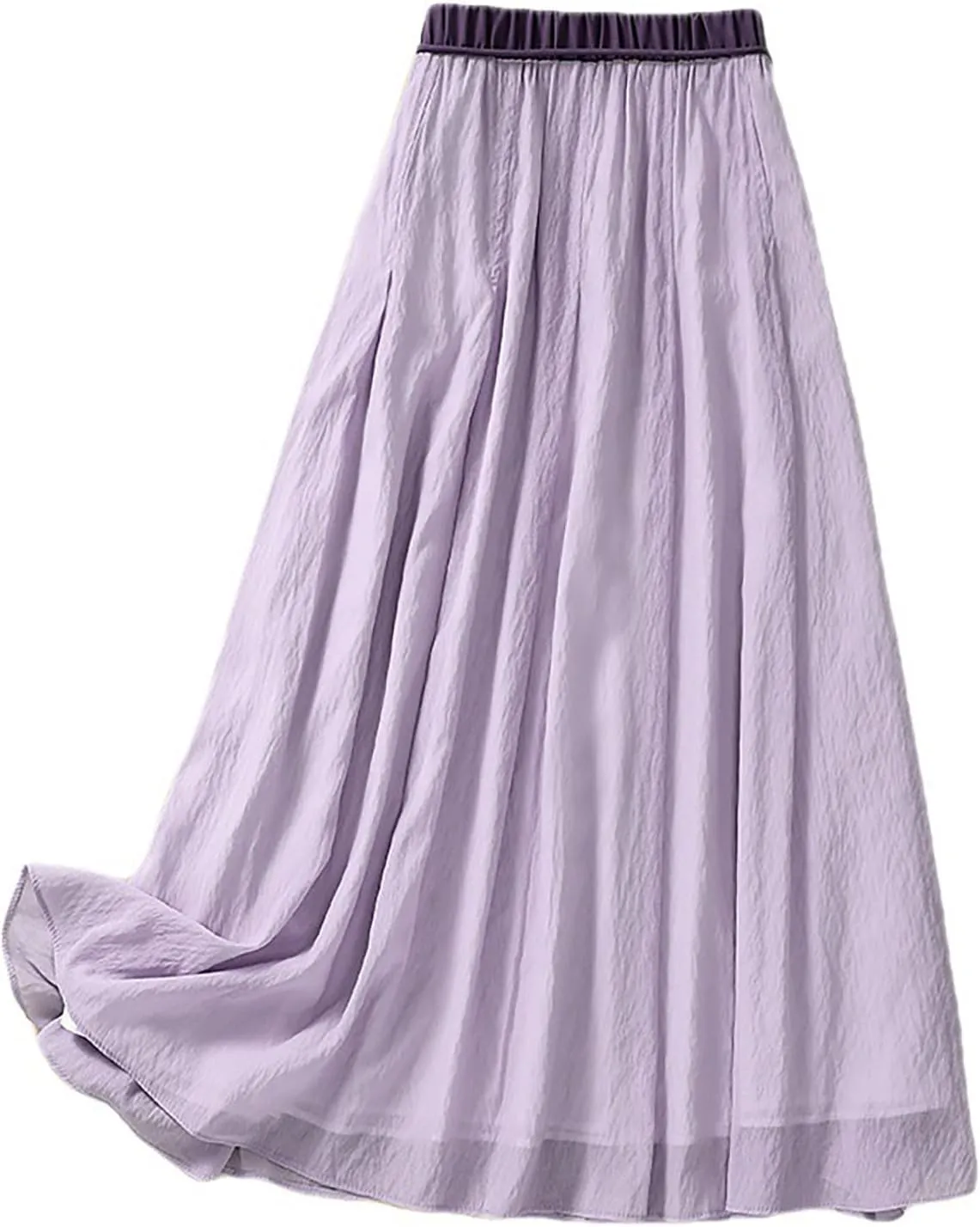 Skirts for Women Fall Spring Elastic Waist Double Layer Skirt Ethic Linen Long Skirts Comfy Loose Fit Midi Skirt