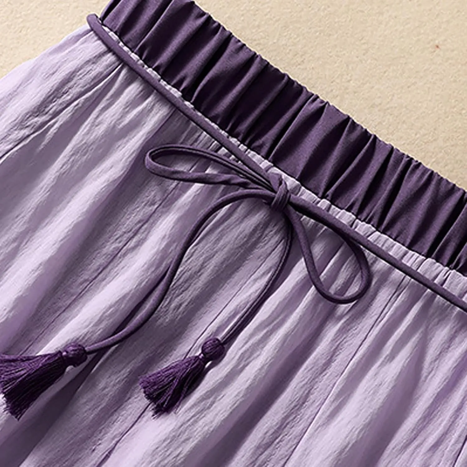 Skirts for Women Fall Spring Elastic Waist Double Layer Skirt Ethic Linen Long Skirts Comfy Loose Fit Midi Skirt