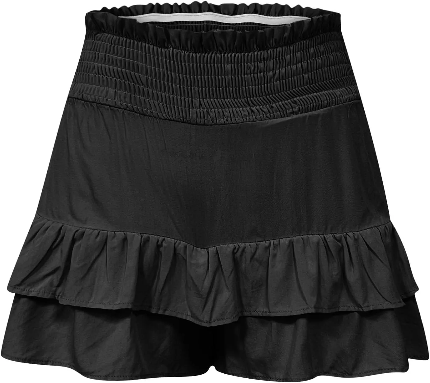 Summer Linen Shorts for Women Dressy Casual Elastic High Waisted Skorts 2025 Fashion Ruffle Pleated Flowy Short Pants