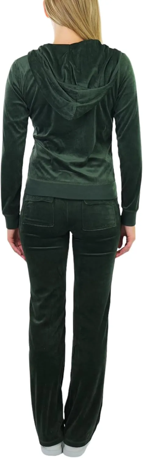 ToBeInStyle Women's Velour Tracksuit Zip-Up Hooded Jacket and Matching Pants