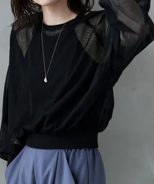 Tulle raglan sleeve tops