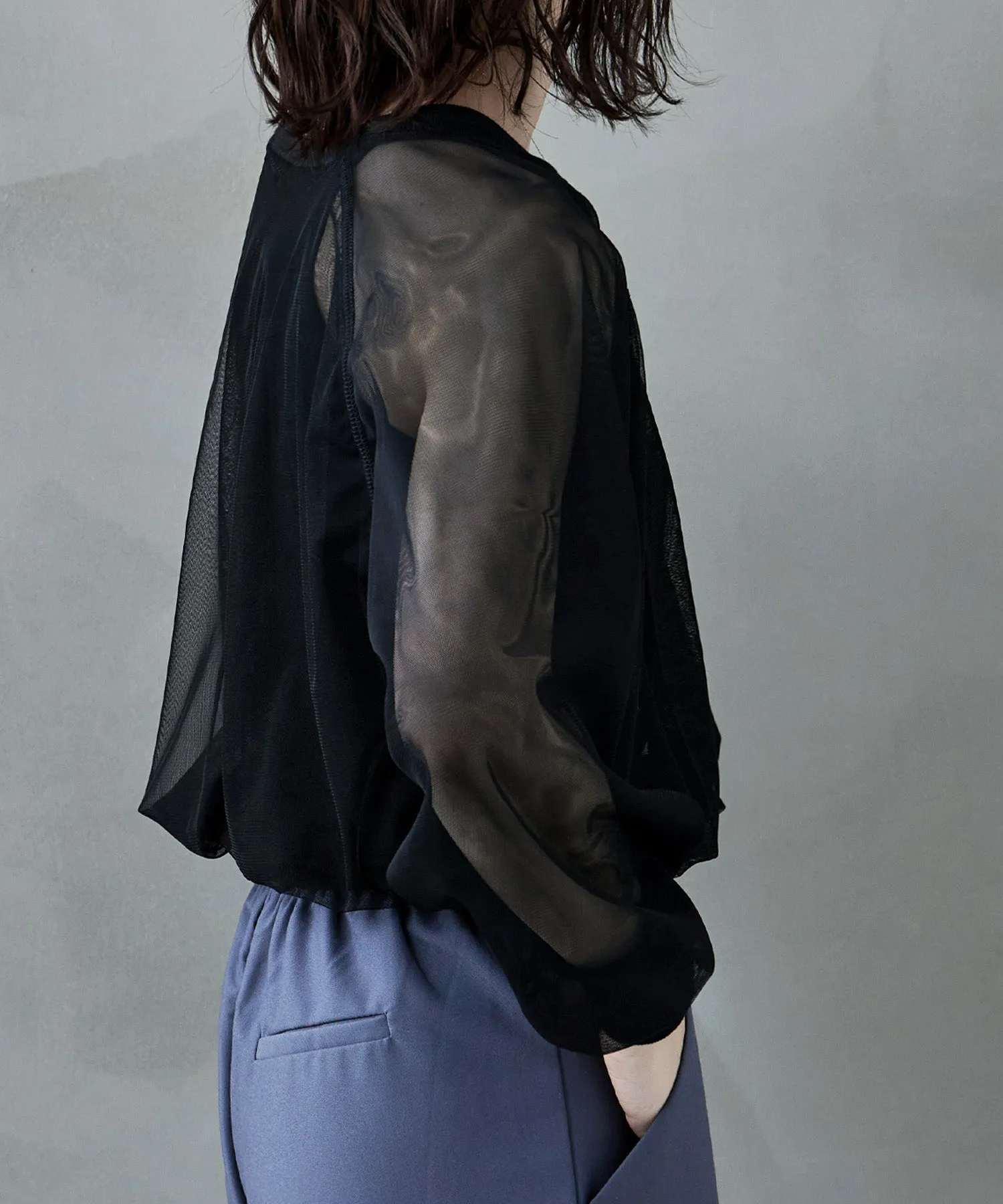 Tulle raglan sleeve tops