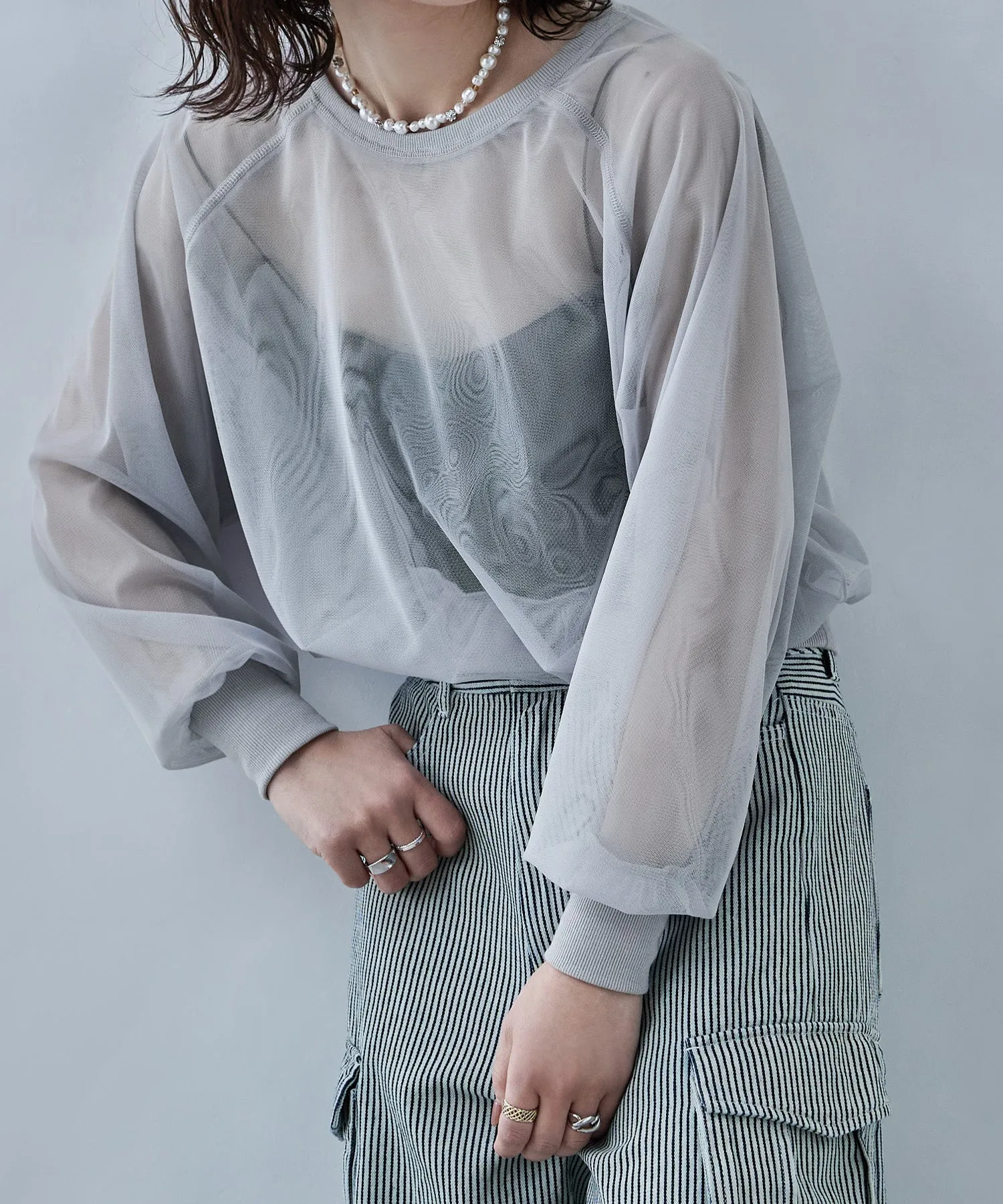 Tulle raglan sleeve tops