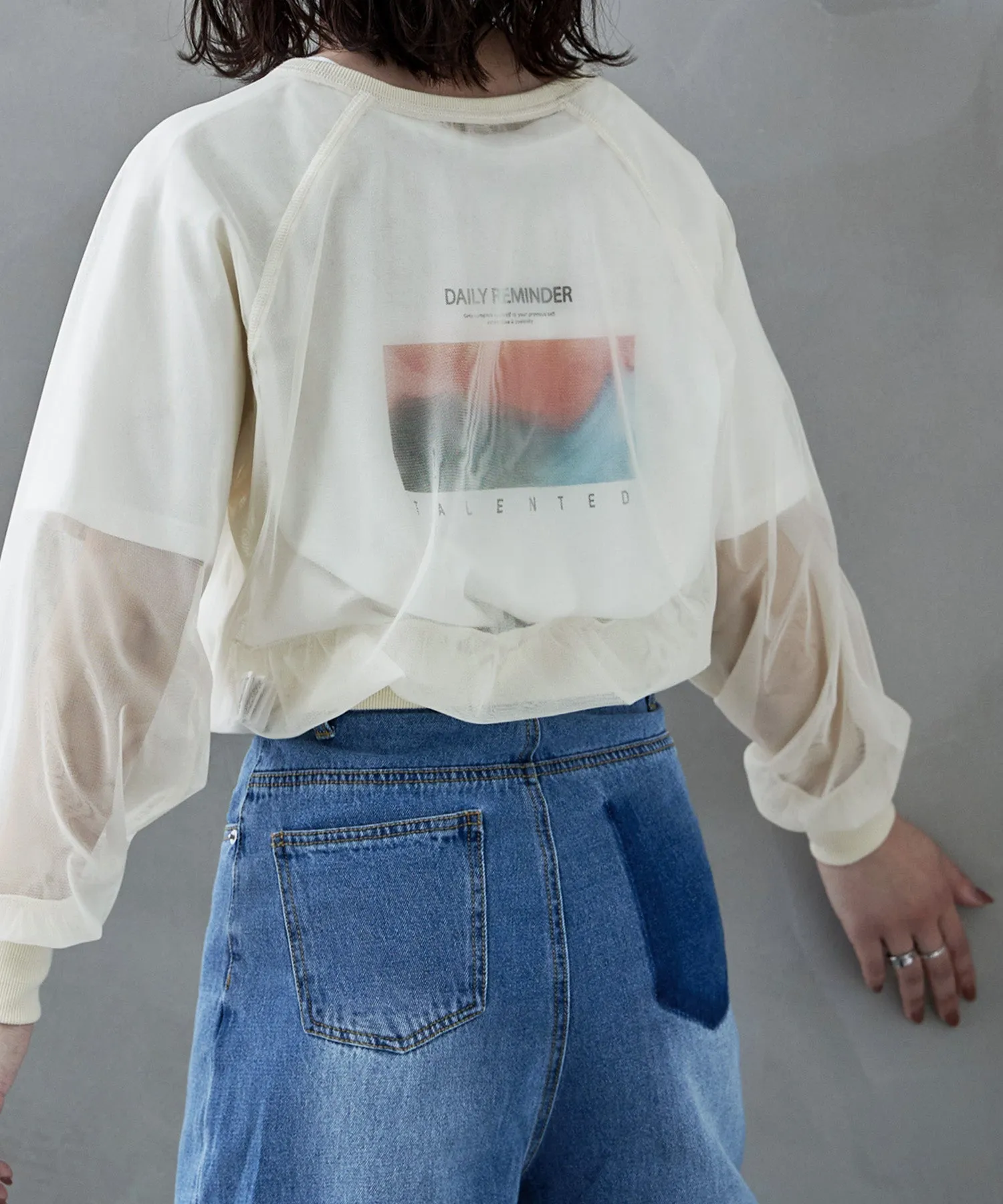 Tulle raglan sleeve tops