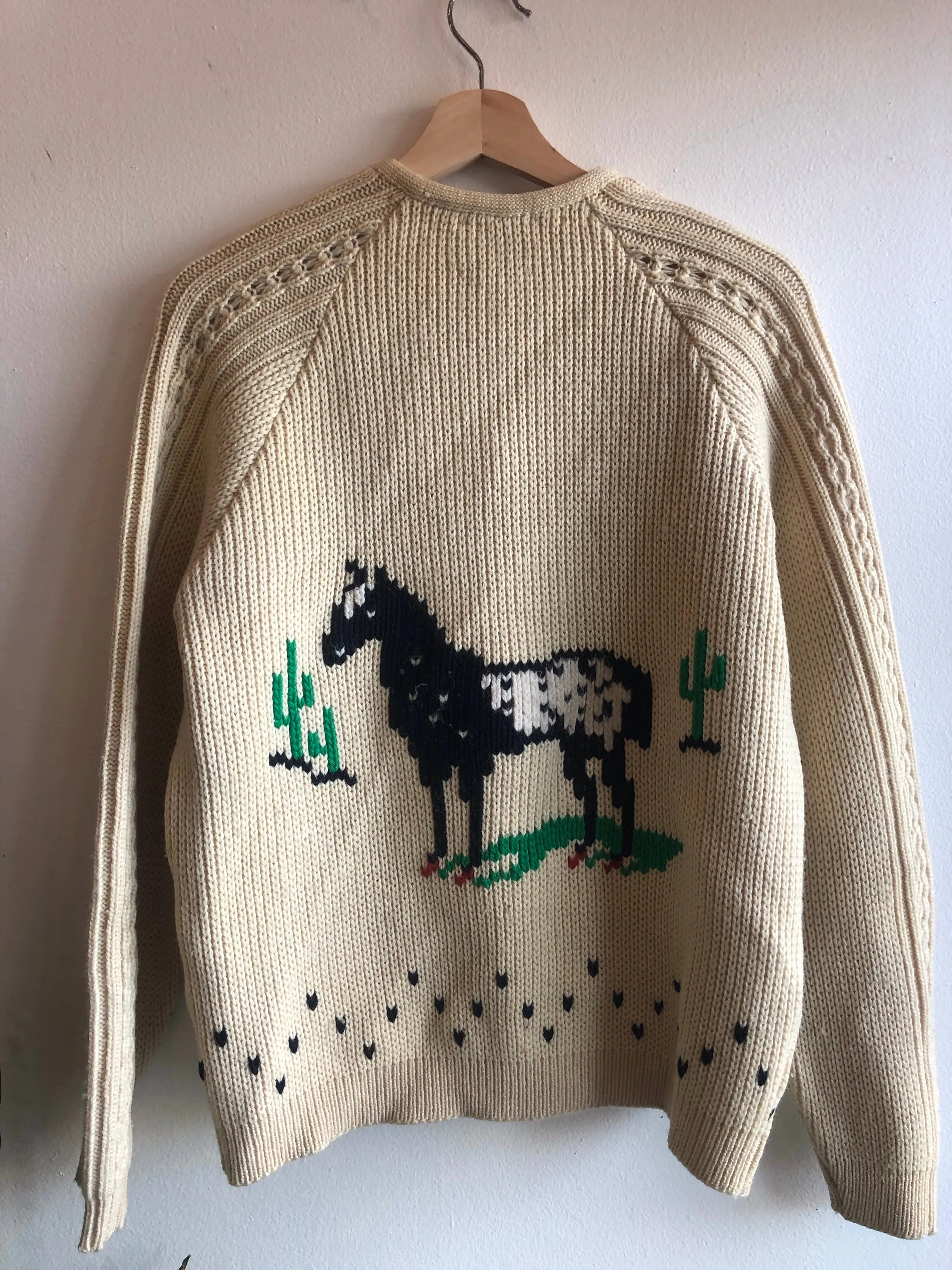 Vintage 1970s Horse-Themed Cardigan Sweater