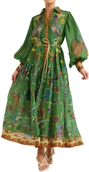 Women Cute Print Maxi Dress Loose Long Sleeve Boho Flowy Graffiti Long Aline Wedding Guest Dress