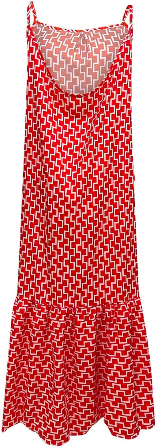 Womens Boho Strap Dresses Print Loose Maxi Dress Summer Beach Vacation Casual Sundress Ladies Fashion Travel Clothes