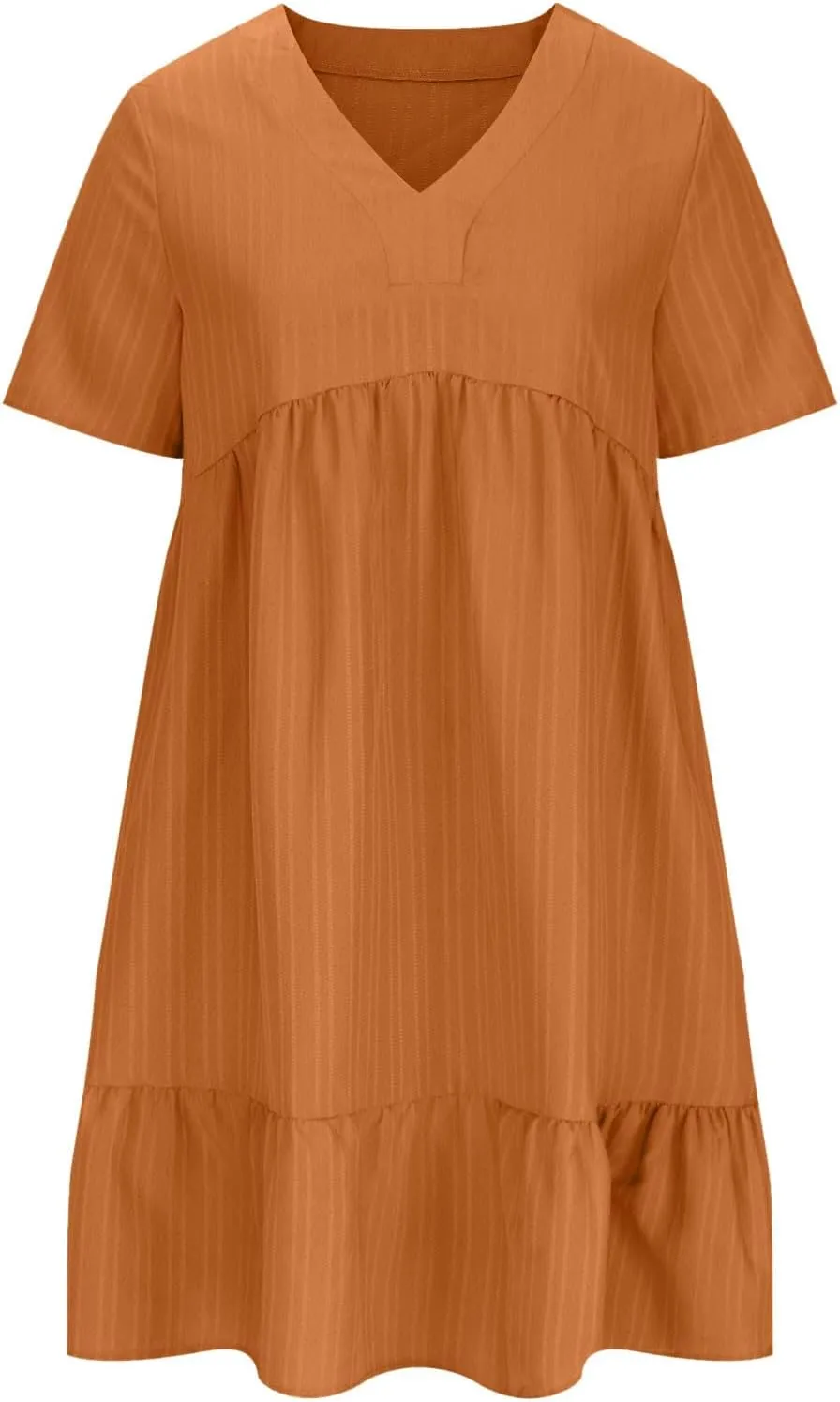 Womens Dresses Summer Plus Size Short Sleeve V Neck Casual Flowy Tshirt Dress Beach Travel Vacation Mini Sundress