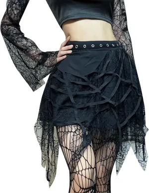 Women's Gothic Punk Fringed Miniskirt Skirt Skirt Jean Skirt Size 2t