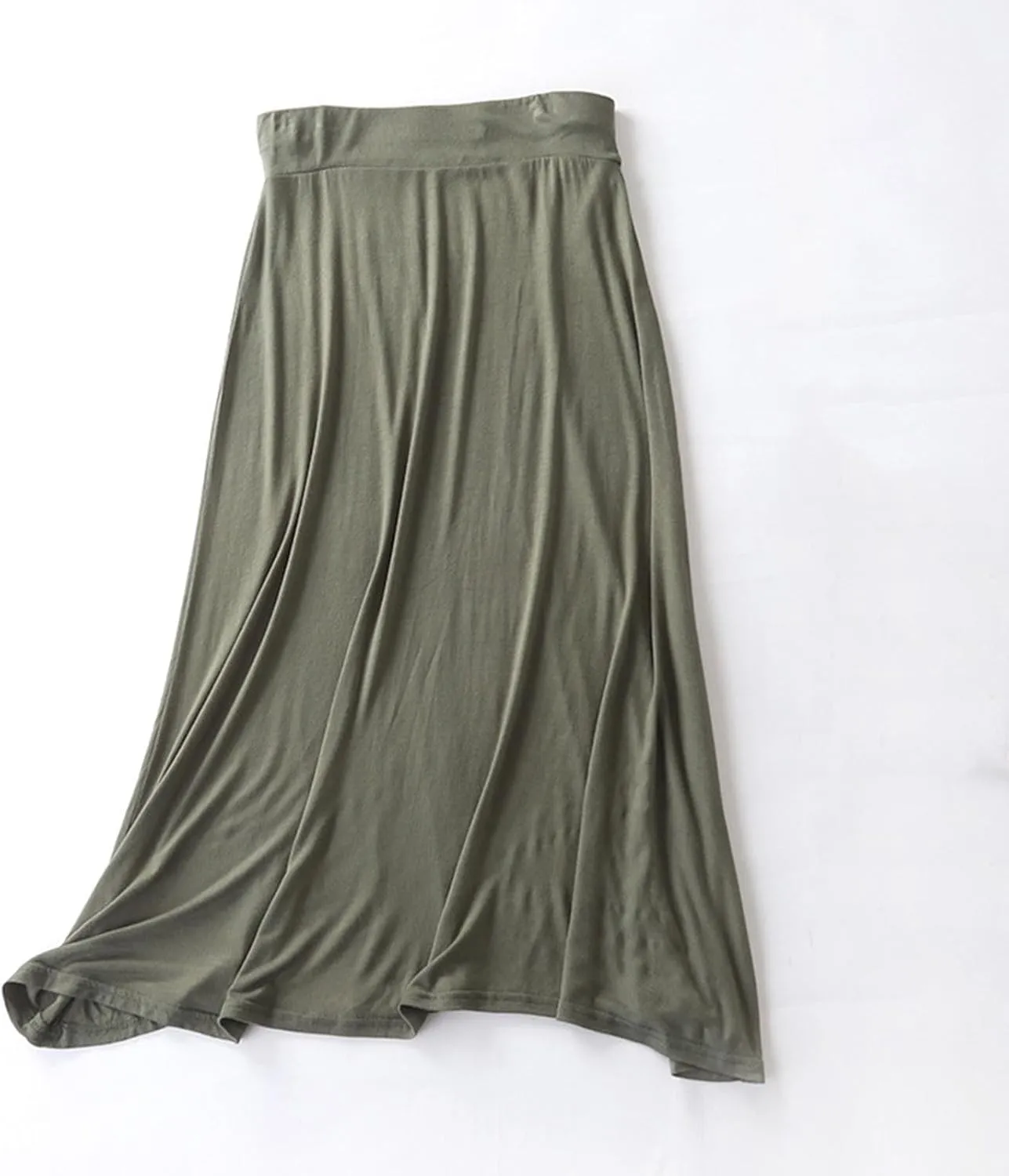 Womens Long Maxi Skirt Modal Cotton Solid Lightweight Flowy Elastic Waist A-Line Skirt Casual Summer Lounge Long Skirt