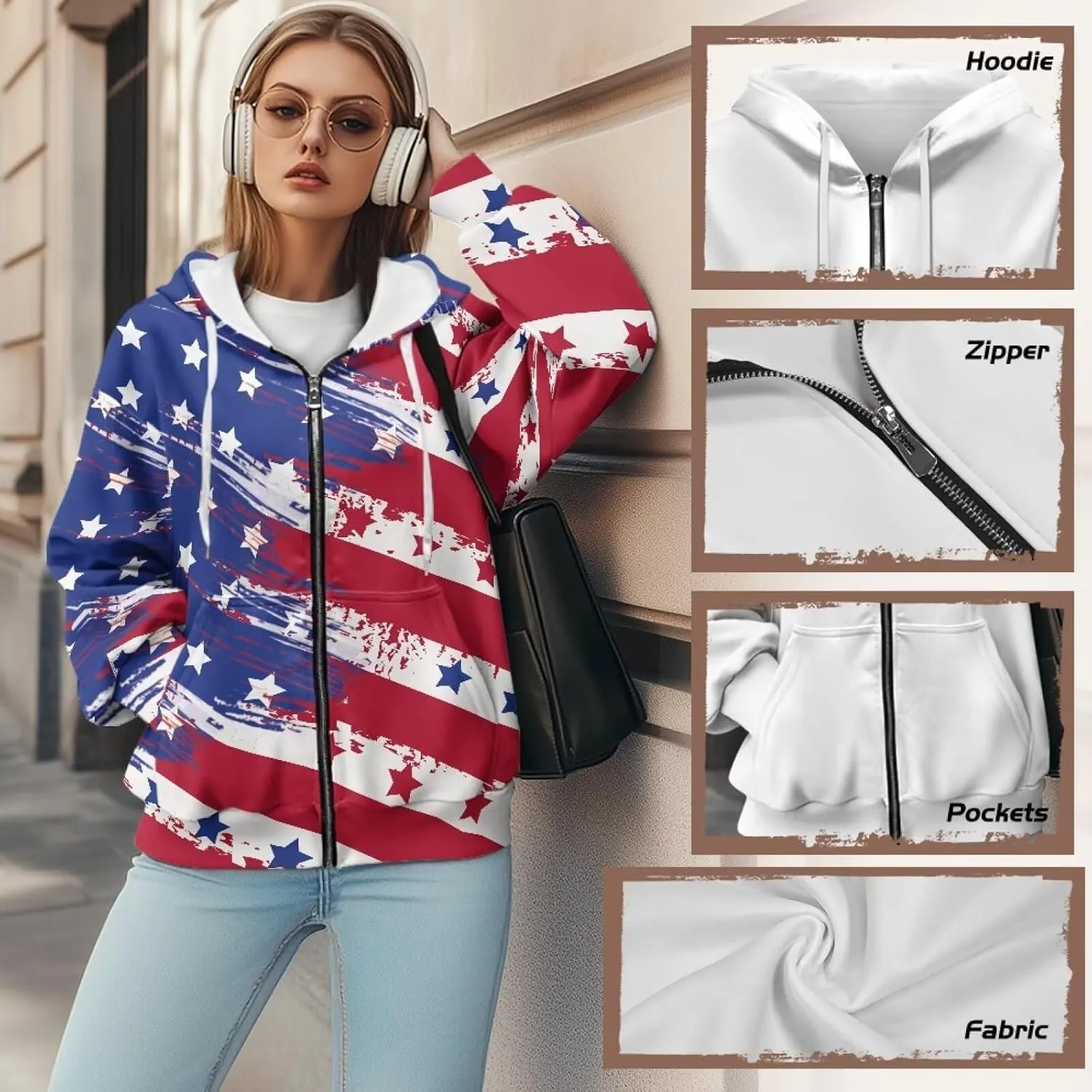 Womens Oversized Hoodie with Zipper Pockets Hooded Gradient Sweatshirt Women Zip Up Sweater Women Size XS-4XL