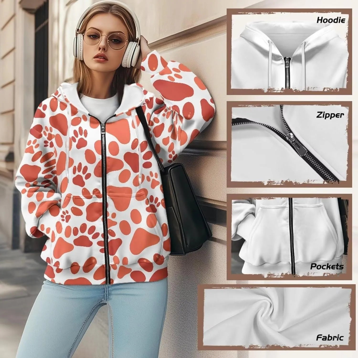 Womens Oversized Hoodie with Zipper Pockets Hooded Gradient Sweatshirt Women Zip Up Sweater Women Size XS-4XL