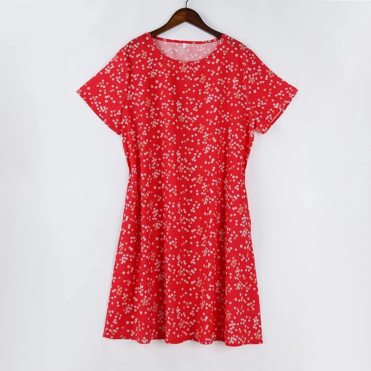Women's Short Sleeve Summer Sundress with Pockets, Casual Loose Fit Floral Round Neck Knee Length Beach Dress