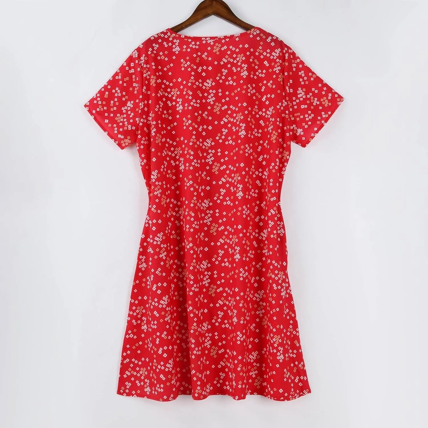 Women's Short Sleeve Summer Sundress with Pockets, Casual Loose Fit Floral Round Neck Knee Length Beach Dress