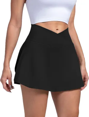 Women's Summer Sports Loose Trendy Quick Dry Elastic High Waist Solid Color Yoga Fitness Tennis Skirts, S-2XL
