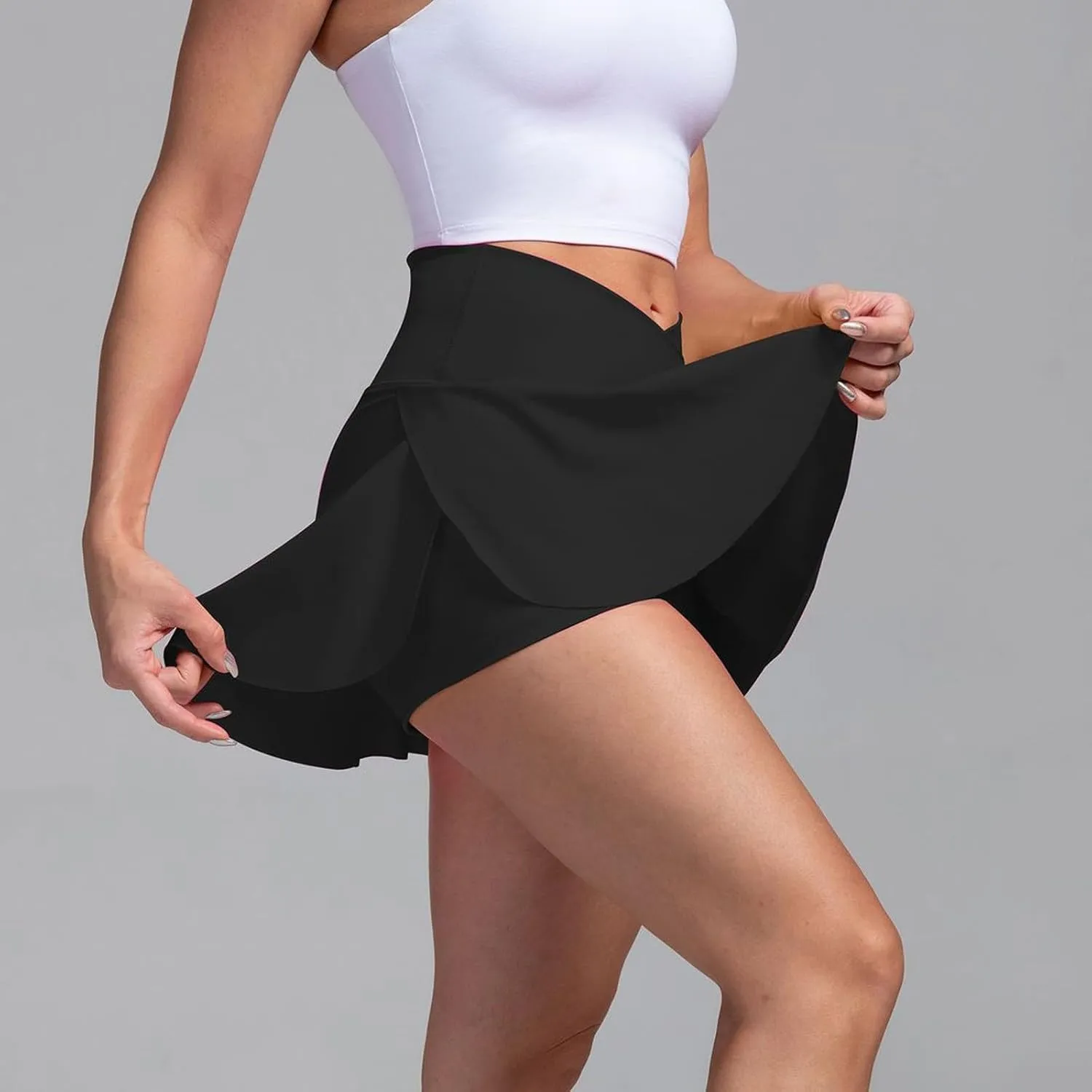 Women's Summer Sports Loose Trendy Quick Dry Elastic High Waist Solid Color Yoga Fitness Tennis Skirts, S-2XL