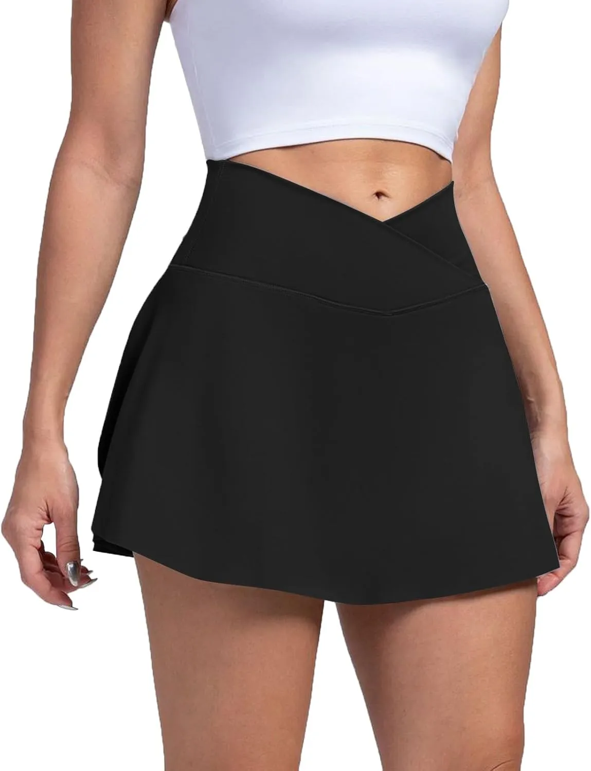 Women's Summer Sports Loose Trendy Quick Dry Elastic High Waist Solid Color Yoga Fitness Tennis Skirts, S-2XL
