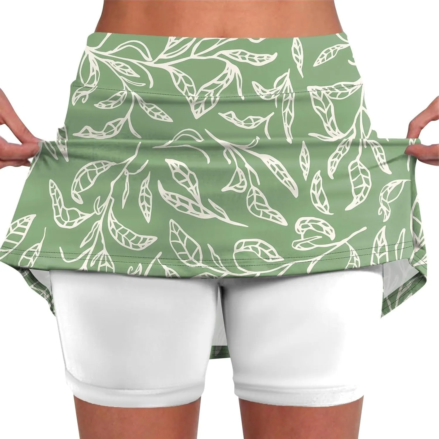 Women's Tennis Golf Skirts Floral Printed High Waist Skorts with Pockets Athletic Sports Running Workout Inner Shorts