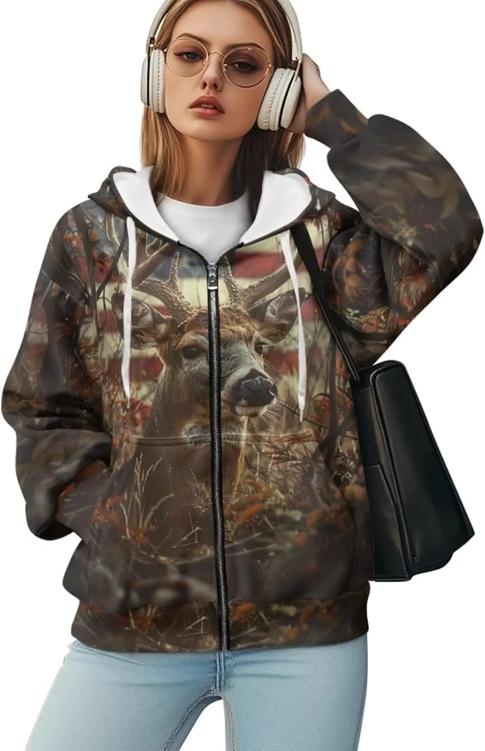 Xpyiqun Zip Up Hoodie Womens Graphic Hoodies Long Sleeve Drawstring Hooded Sweatshirts Fall Jacket with Pockets