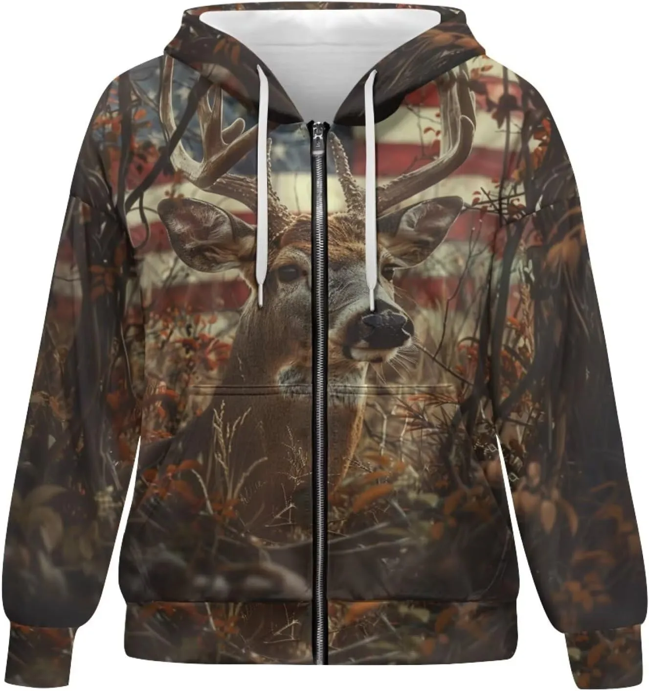Xpyiqun Zip Up Hoodie Womens Graphic Hoodies Long Sleeve Drawstring Hooded Sweatshirts Fall Jacket with Pockets