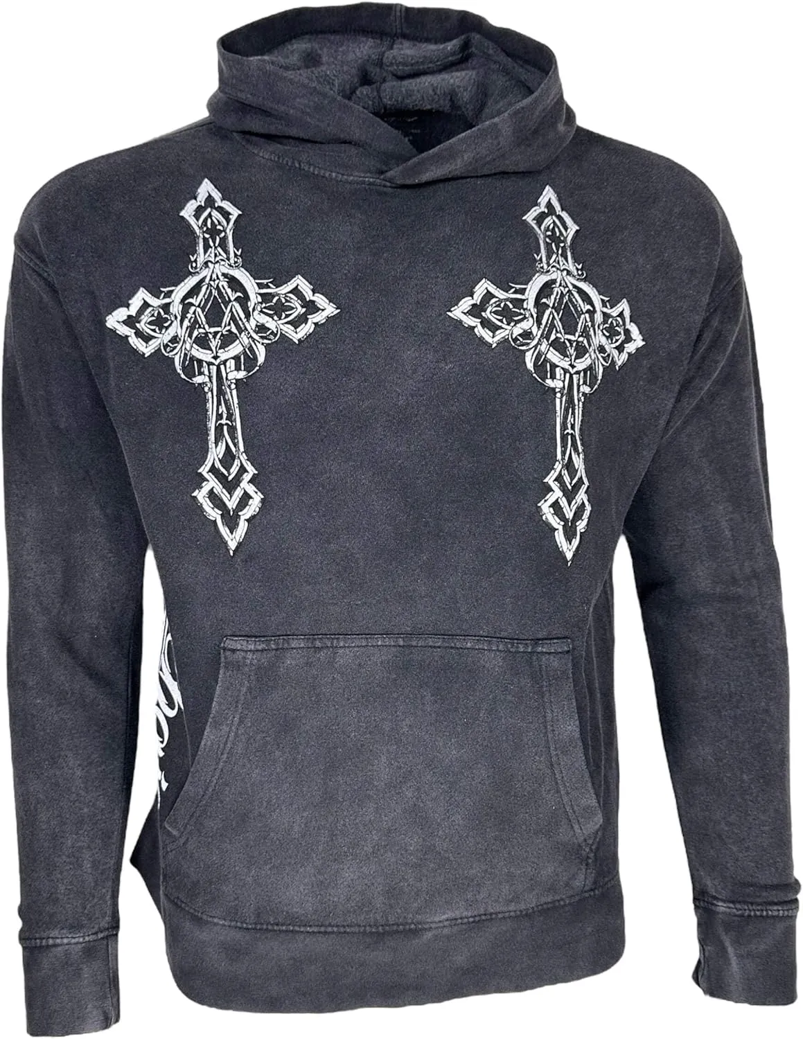 Xtreme Couture By Affliction Unisex Oversized Boxy Pullover Hoodie Stone Ranger