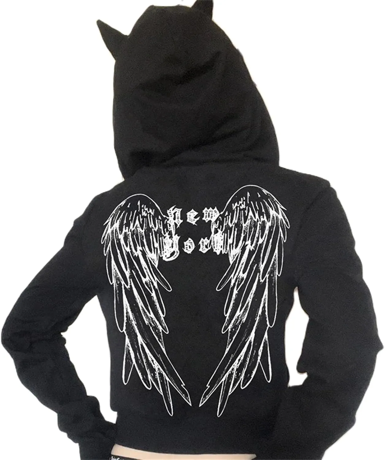 Y2K Hoodie Women Teen Girls Grunge Graphic Hooded Top Goth Punk Pullover Oversized Sweatshirt Jacket Streetwear