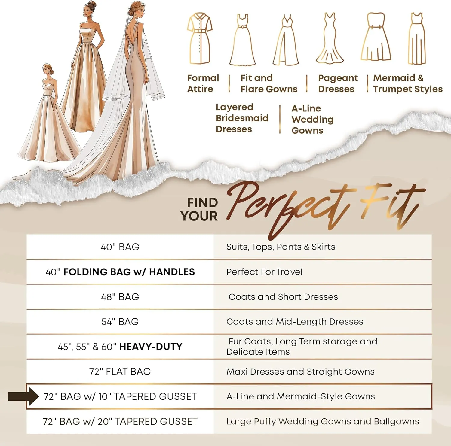 Your Bags Womens Dress and Gown Garment Bag -72x24 and 10 Tapered Gusset Prom Bags (Blue/Black Dress Print)