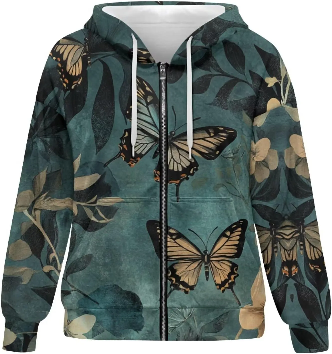Zip Up Hoodie Fall Sweatshirts for Women Oversized Jacket Fall Clothes for Women 2024